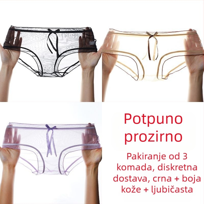 Ženske gaćice od mreže s čipkom, bez šavova, bezšivne, ultra tanke, srednje visoki struk, plus veličina
