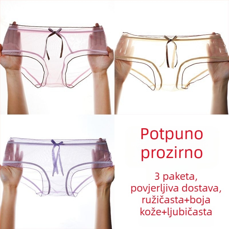 Ženske gaćice od mreže s čipkom, bez šavova, bezšivne, ultra tanke, srednje visoki struk, plus veličina