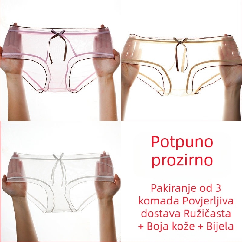 Ženske gaćice od mreže s čipkom, bez šavova, bezšivne, ultra tanke, srednje visoki struk, plus veličina