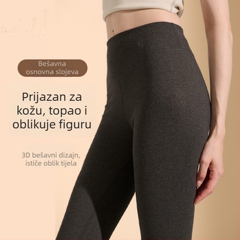 Ženske termo leggings s visokim strukom, podizanje bokova, bezšivne, s baršunastom podstavom, za proljeće i jesen, za unutarnje ili vanjsko nošenje