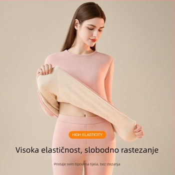 Žensko termalno donje rublje s punjenjem od vune, novi zimski model 2025, s flisom, plus veličina, dugi rukavi, top za jesen