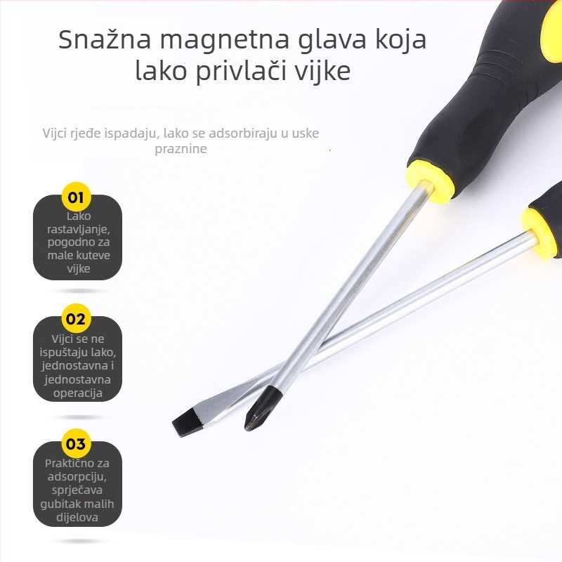 Henglida mini magnetski odvijač s križnim vrhom i ručkom od dva materijala, od karbonske čelika