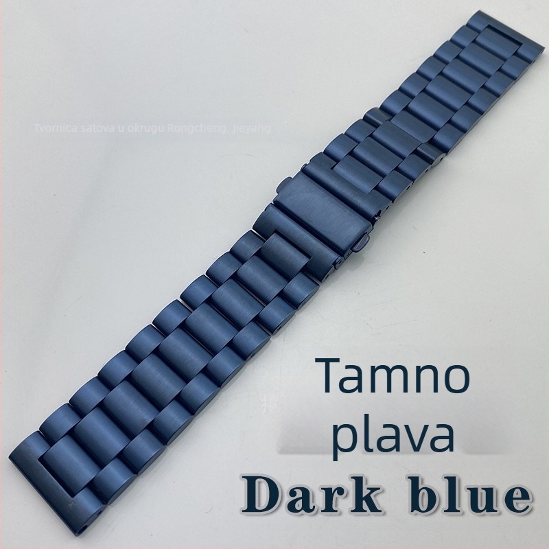 Čelična narukvica za sat s preklopnom kopčom, kompatibilna s Apple Watch, Samsung Watch4 i Huawei GT3; težina oko 106 g; predstavljena 2020.