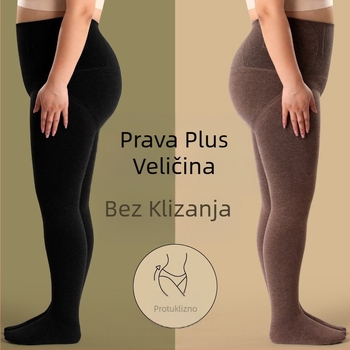 Crne ženske plus veličine tajice s flisom, zimske, debele, čvrsto prianjanje, pogodne i za vanjsku odjeću, do 100 kg