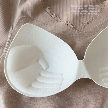 Ženski termalni pijama set s debelim plišastim podstavom, gornji dio s ugrađenim grudnjakom, V-dekolte, dugi rukavi, jednobojan