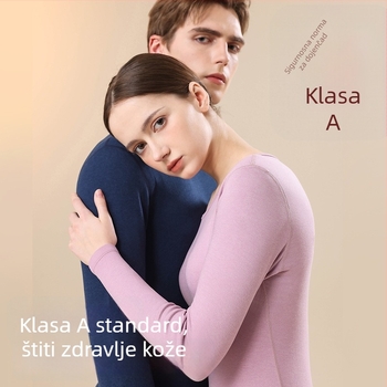 Vuneni termalni komplet donjeg rublja za muškarce i žene, ugodan na dodir, debljine 251–300 g/m², okrugli izrez, dugi rukav, gornji dio i hlače, jednostavni bazni sloj za jesen-zimu, unisex