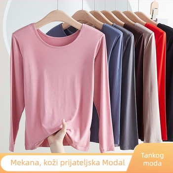 Ženski modalni termalni set: pulover s okruglim izrezom i dugim rukavima, hlače, Modal tkanina, srednja gustoća 181–200 g/m2