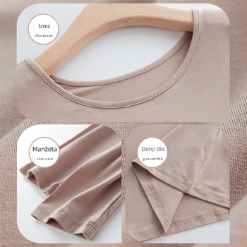 Ženski modalni termalni set: pulover s okruglim izrezom i dugim rukavima, hlače, Modal tkanina, srednja gustoća 181–200 g/m2