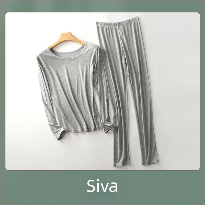Ženski modalni termalni set: pulover s okruglim izrezom i dugim rukavima, hlače, Modal tkanina, srednja gustoća 181–200 g/m2