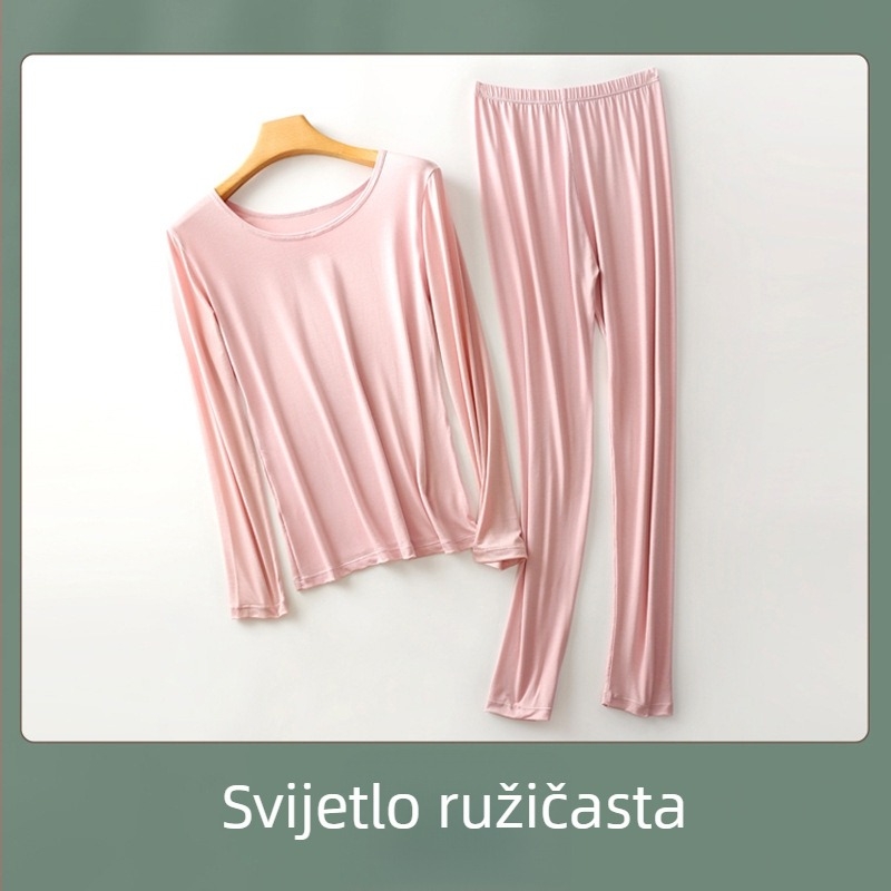 Ženski modalni termalni set: pulover s okruglim izrezom i dugim rukavima, hlače, Modal tkanina, srednja gustoća 181–200 g/m2