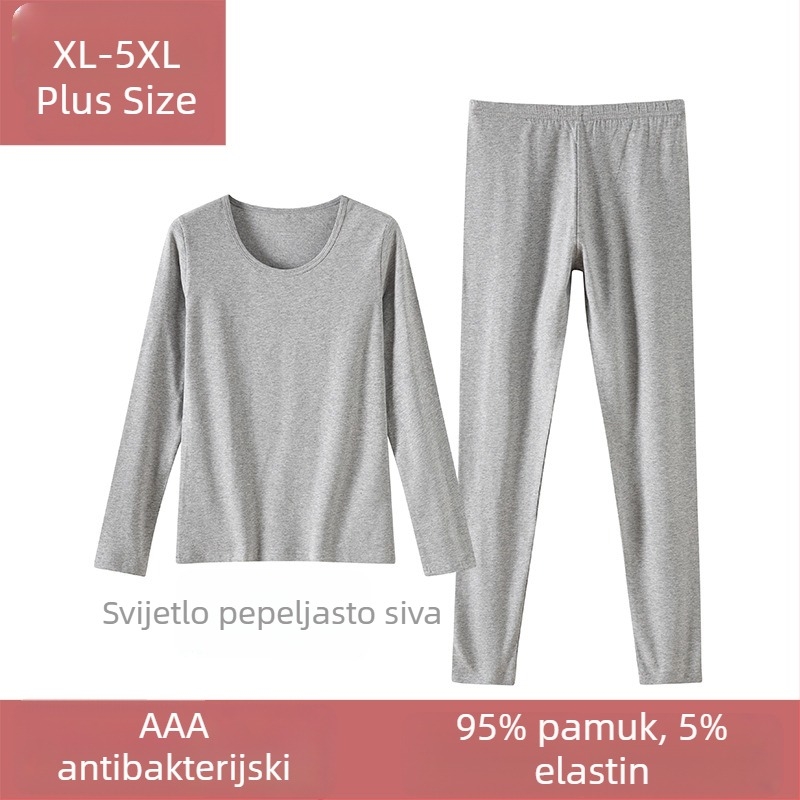 Set termo donjih rublja od 100% pamuka za žene, plus veličina, tanak jesenski top i hlače