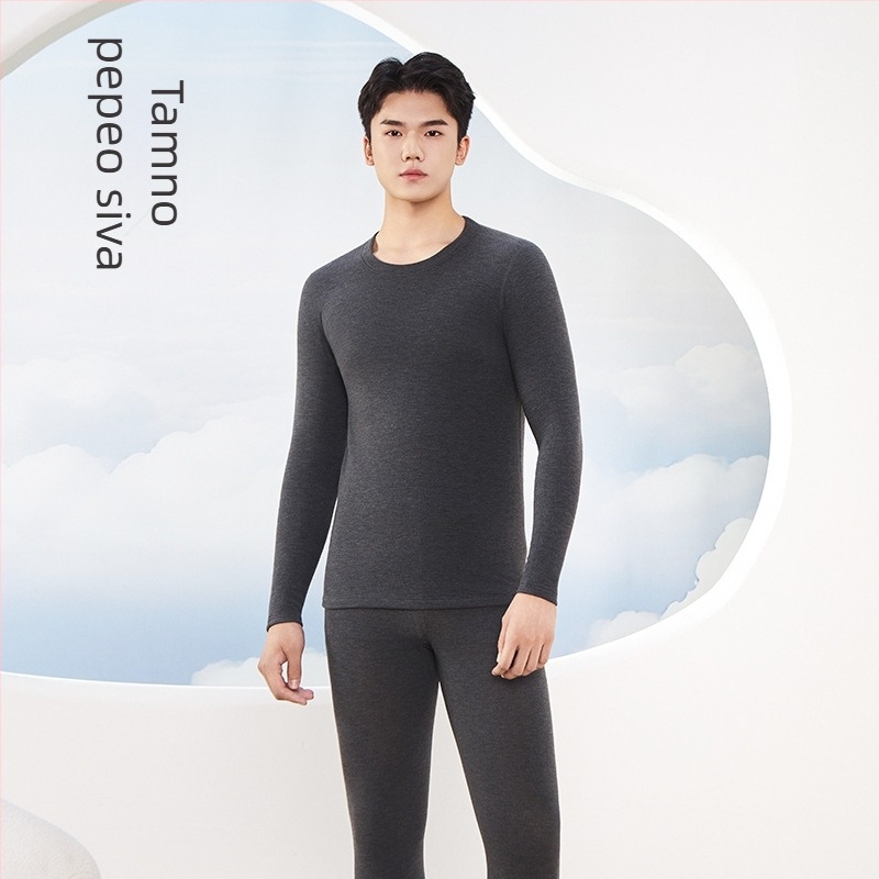 Muški termalni komplet od Derong cashmere-silk, antibakterijski, ekstra debeli dvostruki sloj tkanine (301–350 g/m2), V‑izrez, baza ili vanjski sloj, za jesen-zimu