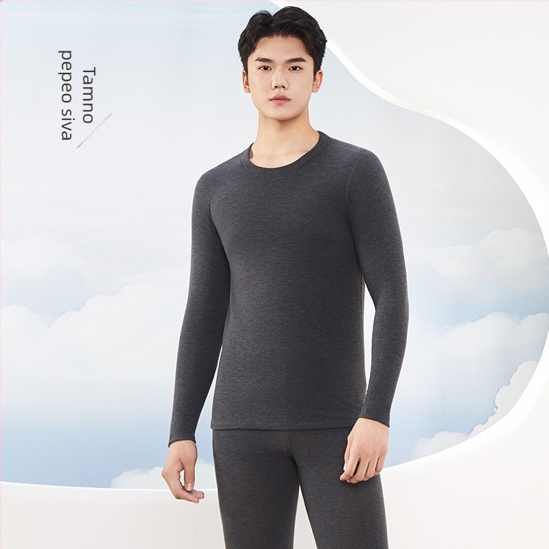 Muški termalni komplet od Derong cashmere-silk, antibakterijski, ekstra debeli dvostruki sloj tkanine (301–350 g/m2), V‑izrez, baza ili vanjski sloj, za jesen-zimu