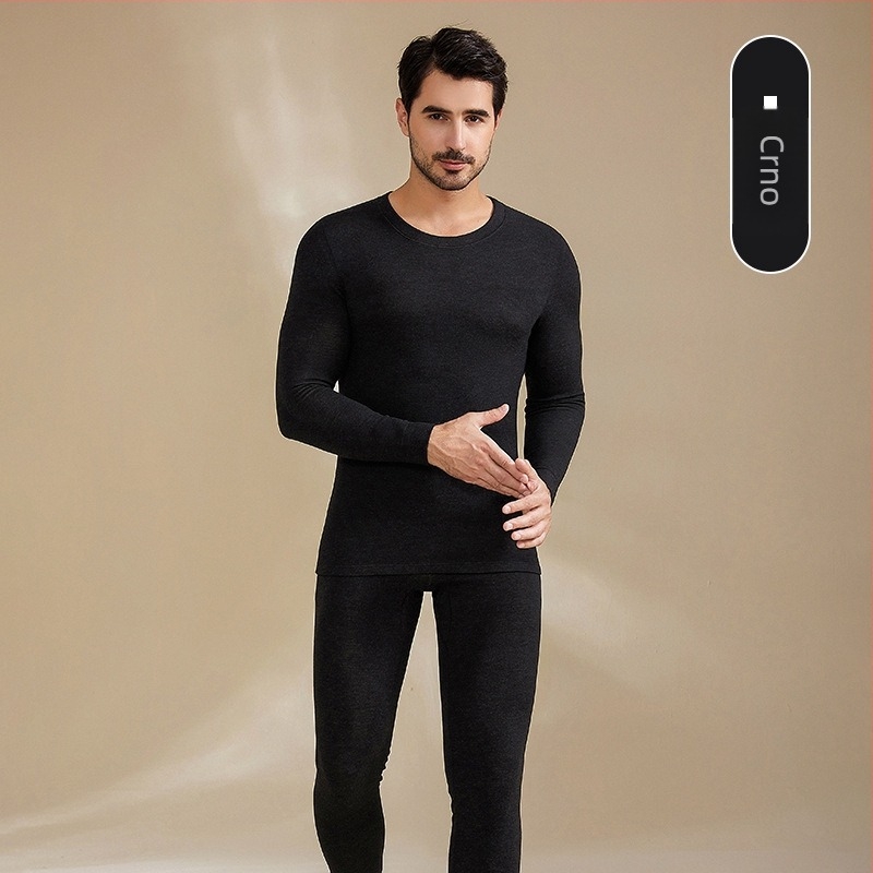 Muški termalni komplet od Derong cashmere-silk, antibakterijski, ekstra debeli dvostruki sloj tkanine (301–350 g/m2), V‑izrez, baza ili vanjski sloj, za jesen-zimu
