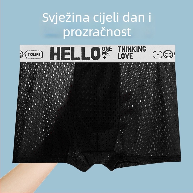 Muške bokserice od ledeno-sitne mreže, prozračne s grafenskim panelom u preponi, tanke, velike veličine
