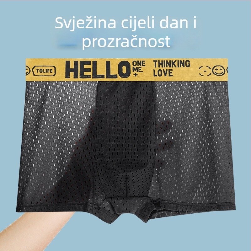 Muške bokserice od ledeno-sitne mreže, prozračne s grafenskim panelom u preponi, tanke, velike veličine