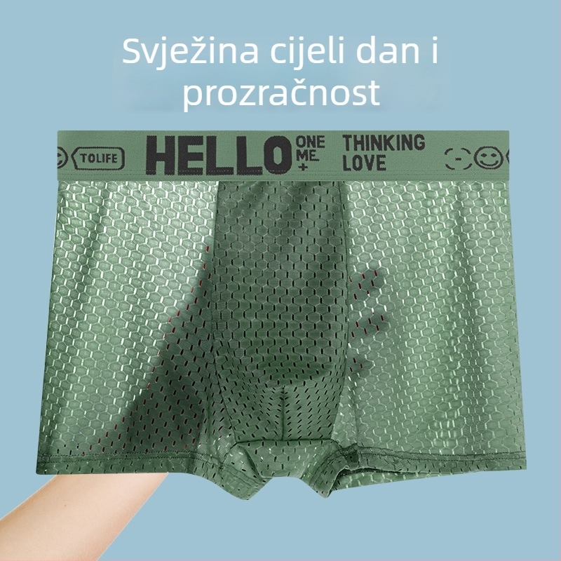 Muške bokserice od ledeno-sitne mreže, prozračne s grafenskim panelom u preponi, tanke, velike veličine