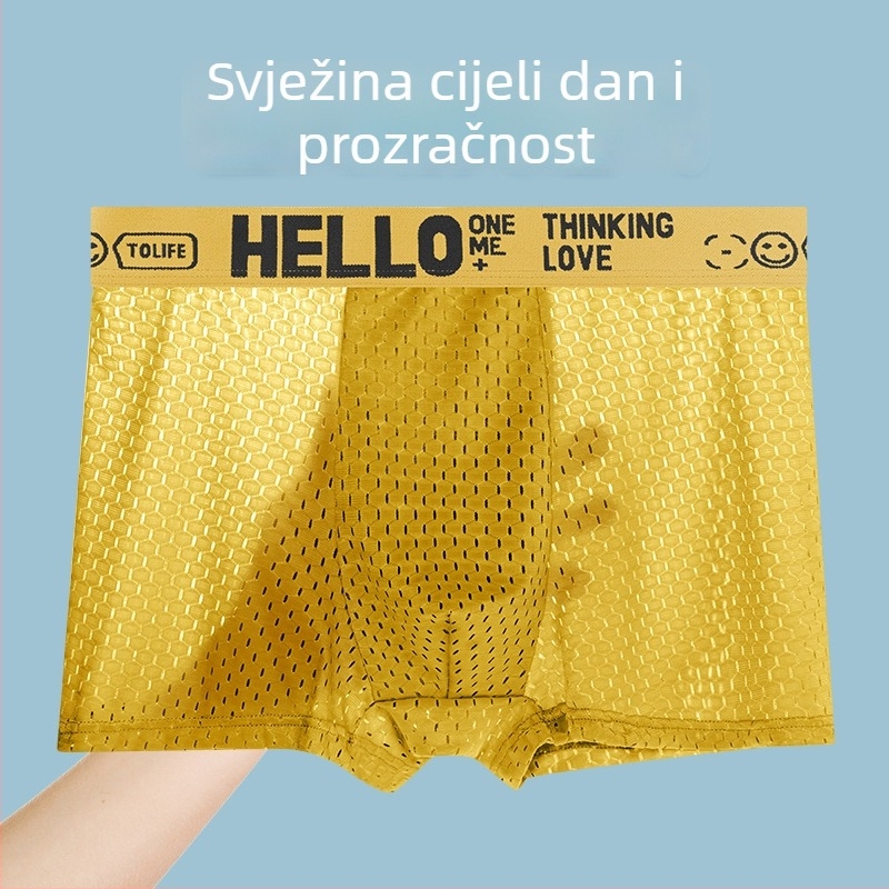 Muške bokserice od ledeno-sitne mreže, prozračne s grafenskim panelom u preponi, tanke, velike veličine