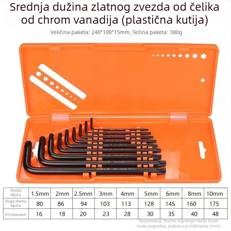 Bosite set šestougaonih ključeva – alati za odvijanje i odvijače, krom-vanadijska čelika / S2 čelik, nikl pločato