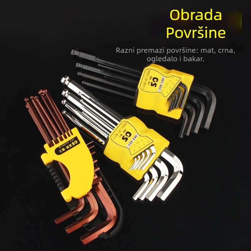 GSNG set od devet ključeva s kugličnom glavom, krom-vanadij čelik, metrički standard