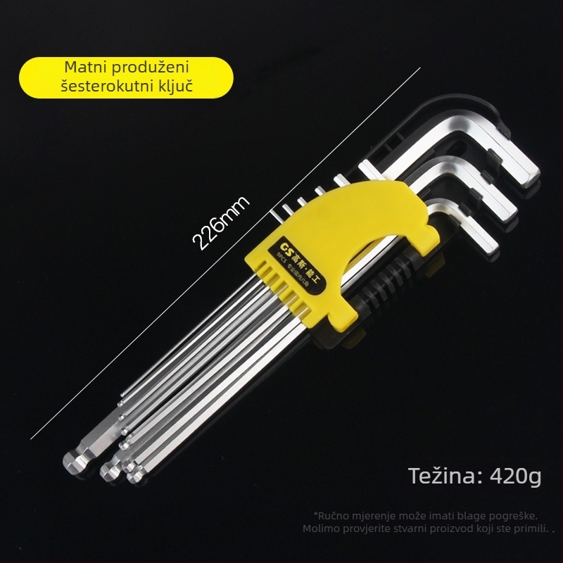 GSNG set od devet ključeva s kugličnom glavom, krom-vanadij čelik, metrički standard