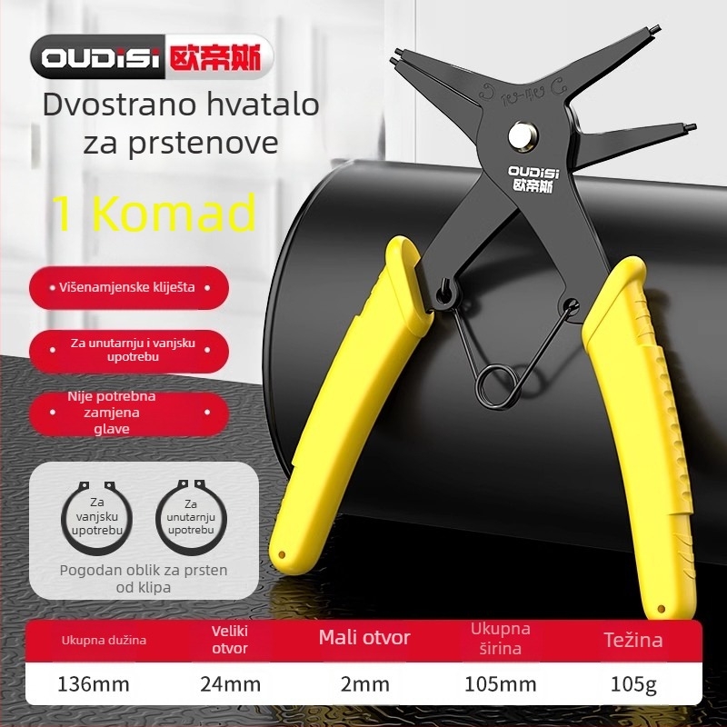Klešta za circlip, 2-u-1, za unutarnje i vanjske circlip prstenove, demontaža i montaža