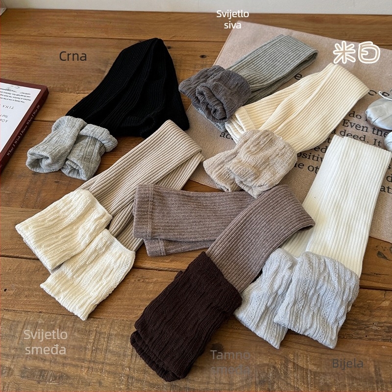 Dječje proljetno-jesenske legice s vertikalnim prugama i pletenim patchwork čarapama, stil color-block, tanak materijal