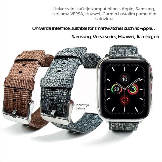 Kožna narukvica za sat, 18/20/22 mm sučelje, kopča s iglom, kompatibilno sa Samsung, Apple, Huawei i Fitbit Versa.