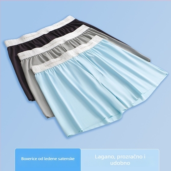 Muške Ice Silk šorceve, tanke, udobne široke za kućnu upotrebu i spavanje, velike veličine, prozirne