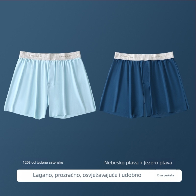 Muške Ice Silk šorceve, tanke, udobne široke za kućnu upotrebu i spavanje, velike veličine, prozirne