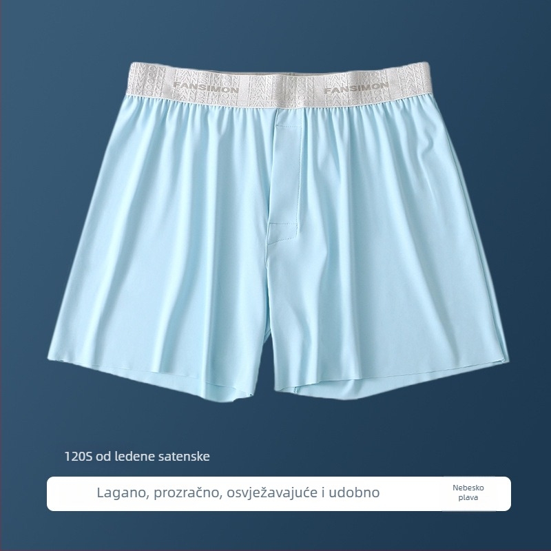 Muške Ice Silk šorceve, tanke, udobne široke za kućnu upotrebu i spavanje, velike veličine, prozirne