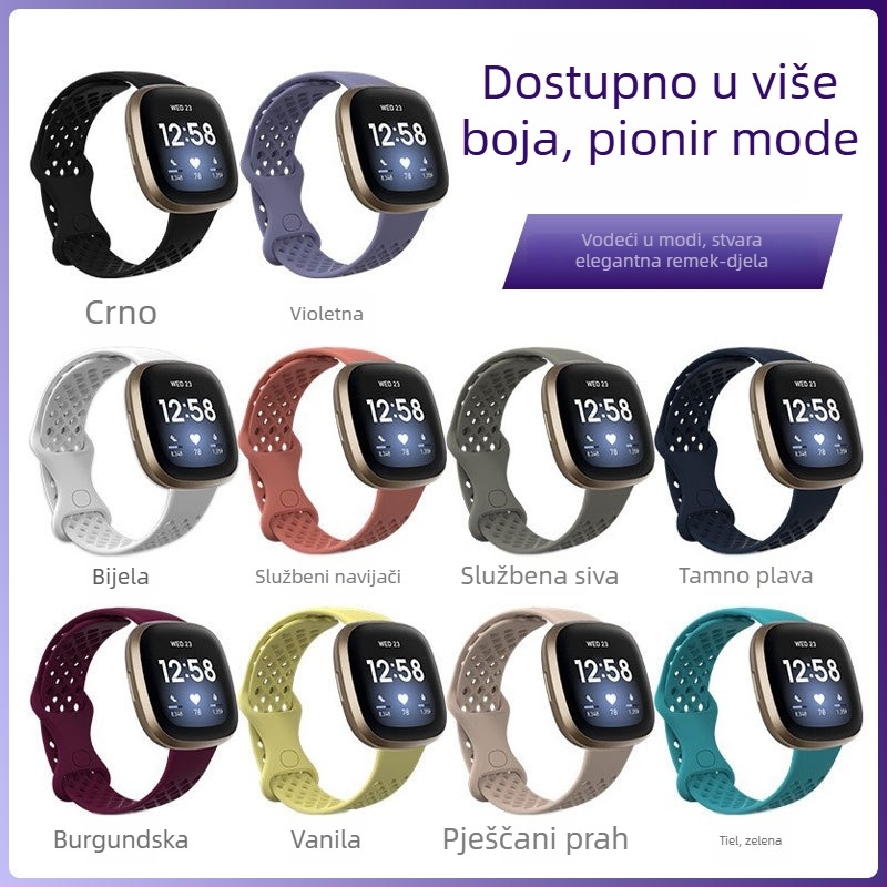 Remen za pametni sat Fitbit Versa 3/Sense – TPU sportski stil, leptir kopča, težina 12 g, kompatibilno s Versa 3 i Sense