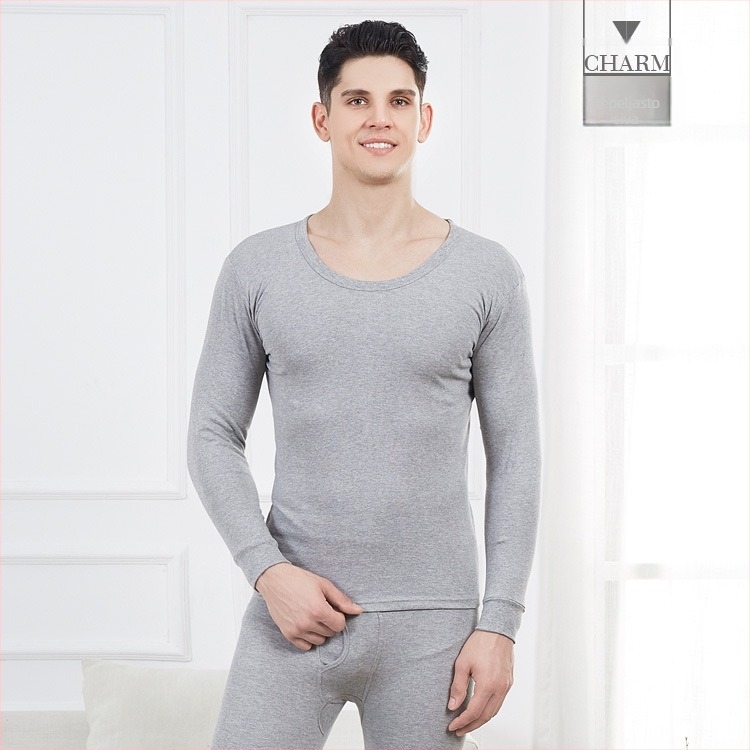 Termo set od 100% pamuka, debela tkanina, pulover s okruglim izrezom i hlače, unisex.