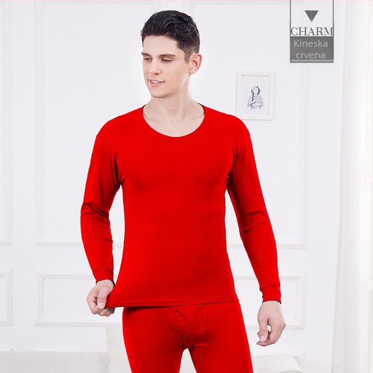 Termo set od 100% pamuka, debela tkanina, pulover s okruglim izrezom i hlače, unisex.