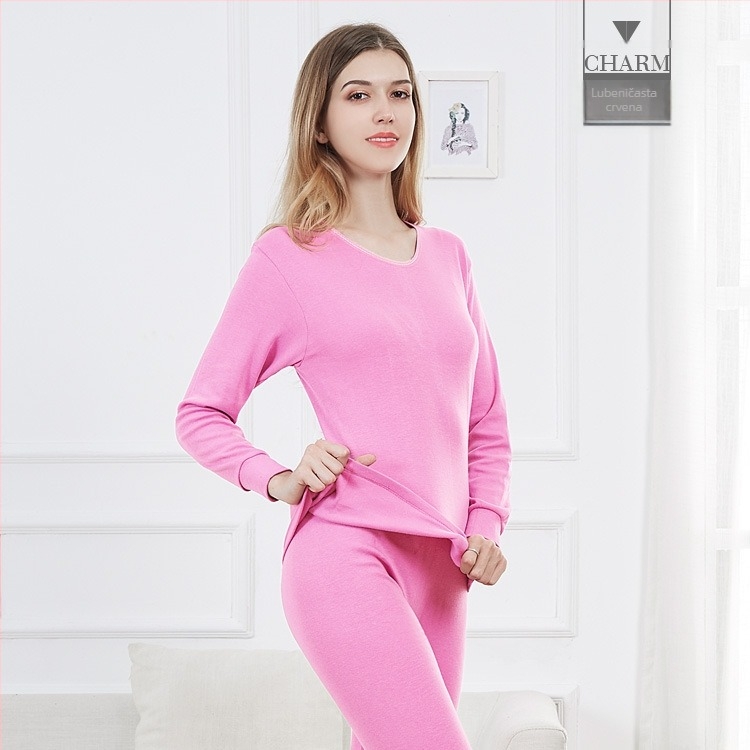 Termo set od 100% pamuka, debela tkanina, pulover s okruglim izrezom i hlače, unisex.