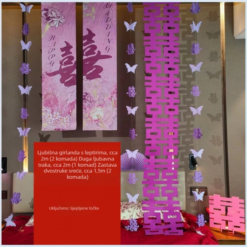 Purpurni viseći platneni banner za dekoriranje svadbene sobe; set za zaruke i novi dom; Materijal: ne tkano vlakno; Marka: Drugo; Kategorija: Sretna riječ; Uvoz: Ne