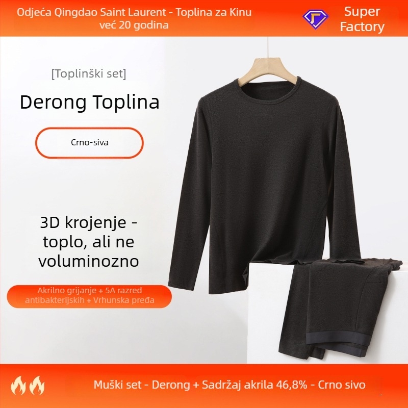 Termalni komplet donjeg rublja – grijanje, antibakterijski, akrilna tkanina, debljina 201–250 g/m²