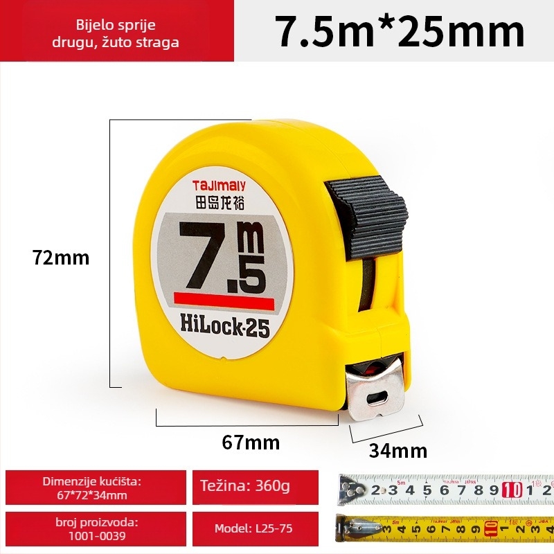 Tajima Ryu dvostruka čelična mjerenjska traka, debela i otporna na habanje, tip mjerenja: traka