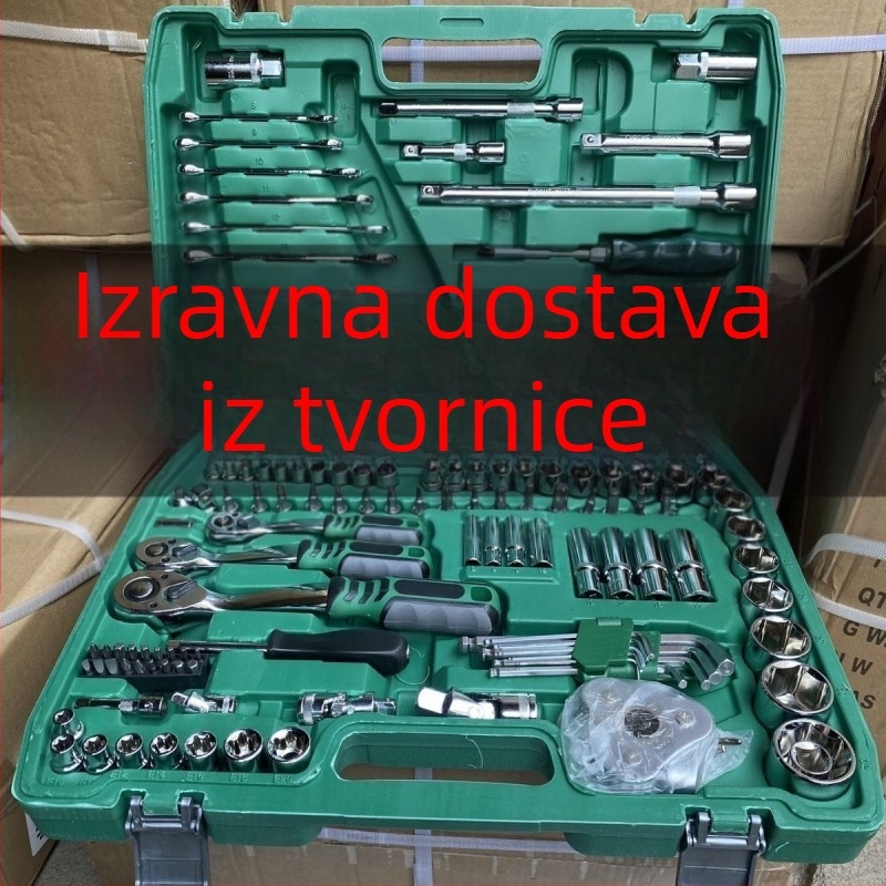 Set alata za popravak auta, 121 komada, kombinirani ključ, demontažni alati, za kućnu upotrebu