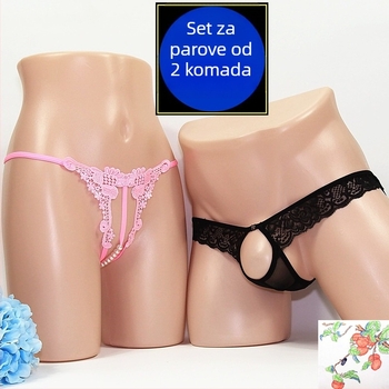 Uniseks mrežaste tangice s otvorom na preponi; glavni materijal: najlon 92%, podstava za predeo akril 8%