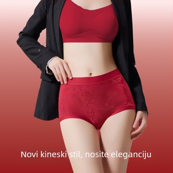 Crvene ženske gaćice s visokim strukom za oblikovanje trbuha i podizanje bokova, antibakterijska intimna zona