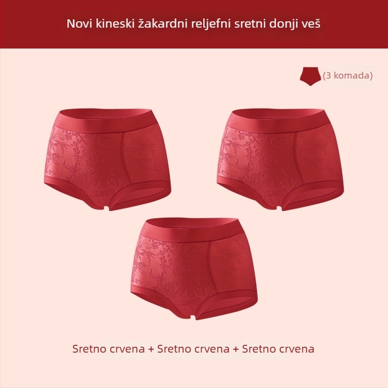 Crvene ženske gaćice s visokim strukom za oblikovanje trbuha i podizanje bokova, antibakterijska intimna zona