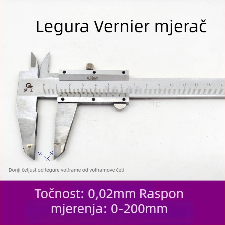 Vernier kaliper od karbidnog legura za paralelno graviranje, raspon 0-500 mm
