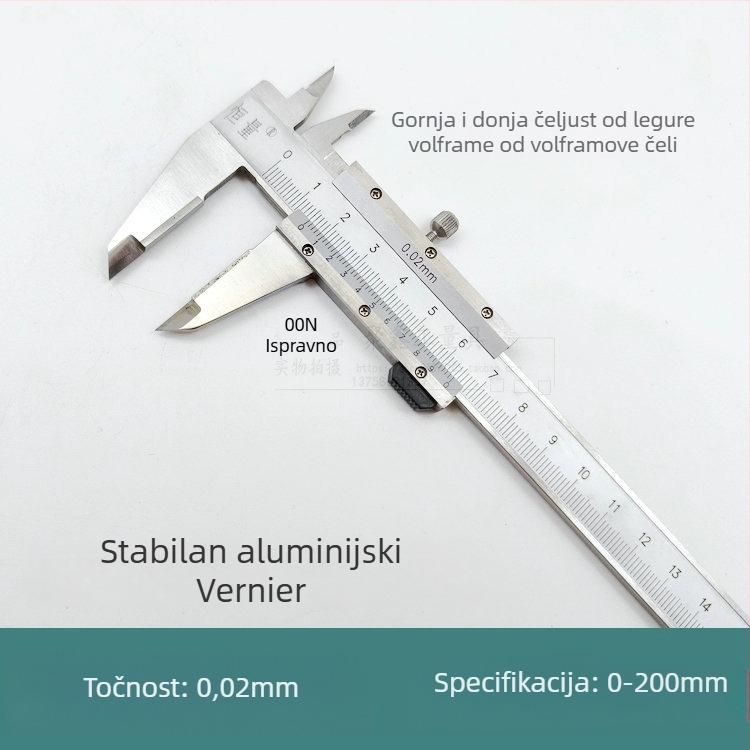 Vernier kaliper od karbidnog legura za paralelno graviranje, raspon 0-500 mm