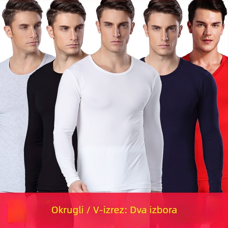 Muški modalni dugi rukav, podkošulja, okrugli izrez, ultra tanko, jednovrstno, 95% viskoze