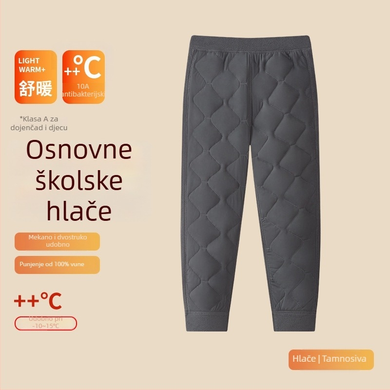 Unisex trodjelni set školskih uniform od ovčje vune: debeli kardigan s polugornim ovratnikom, prsluk i hlače, velur podstava, gustoća materijala 401–500 g/m2, uzrast 13–18 godina