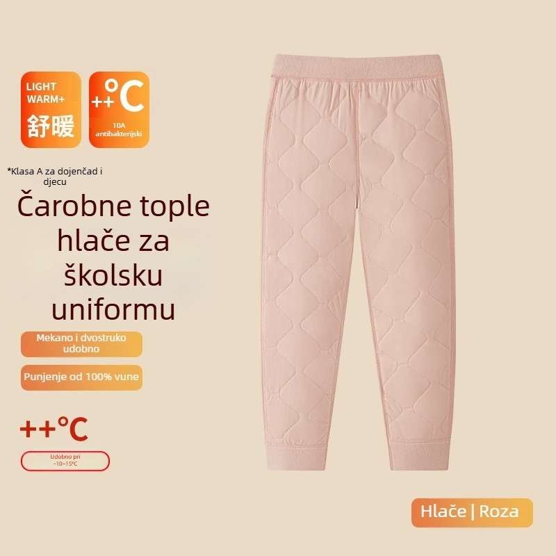 Unisex trodjelni set školskih uniform od ovčje vune: debeli kardigan s polugornim ovratnikom, prsluk i hlače, velur podstava, gustoća materijala 401–500 g/m2, uzrast 13–18 godina