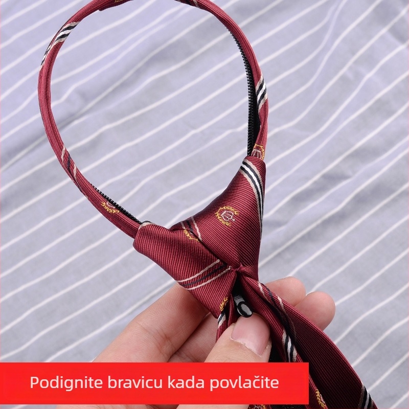 Ženska kravata bez vezanja s patentnim zatvaračem, kratki stil, Halloween cosplay, prugasti poliester, džakard