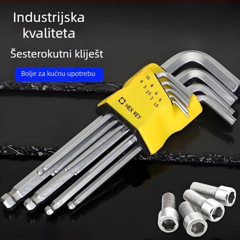 Set unutarnjih šesterokutnih ključeva, L-oblik, deset komada, od krom-molibden-vanadijske čelika visoke tvrdoće