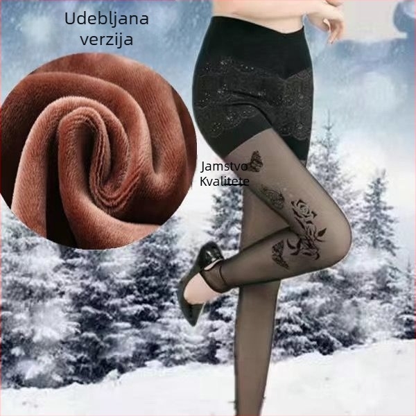 Ženske zimske legice od chenille s elastanom, visoka elastičnost, srednja debljina, zadržavaju toplinu